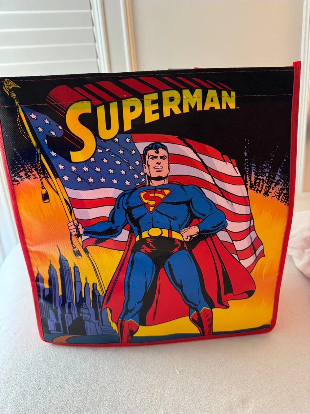 Superman Red & Blue Graphic Tote Bag